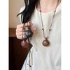 2025 New Women's Sandalwood Cross Flask Necklace with Beaded Lanyard