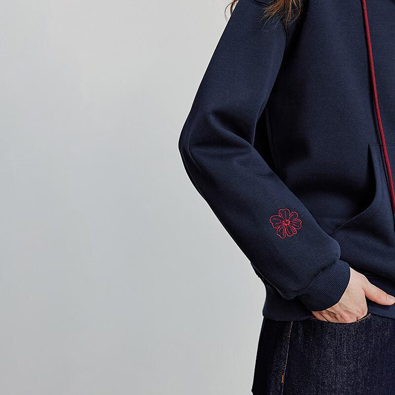 Chuyu Women's 2025 Fall Color-Block Embroidered Loose Fit Hoodie