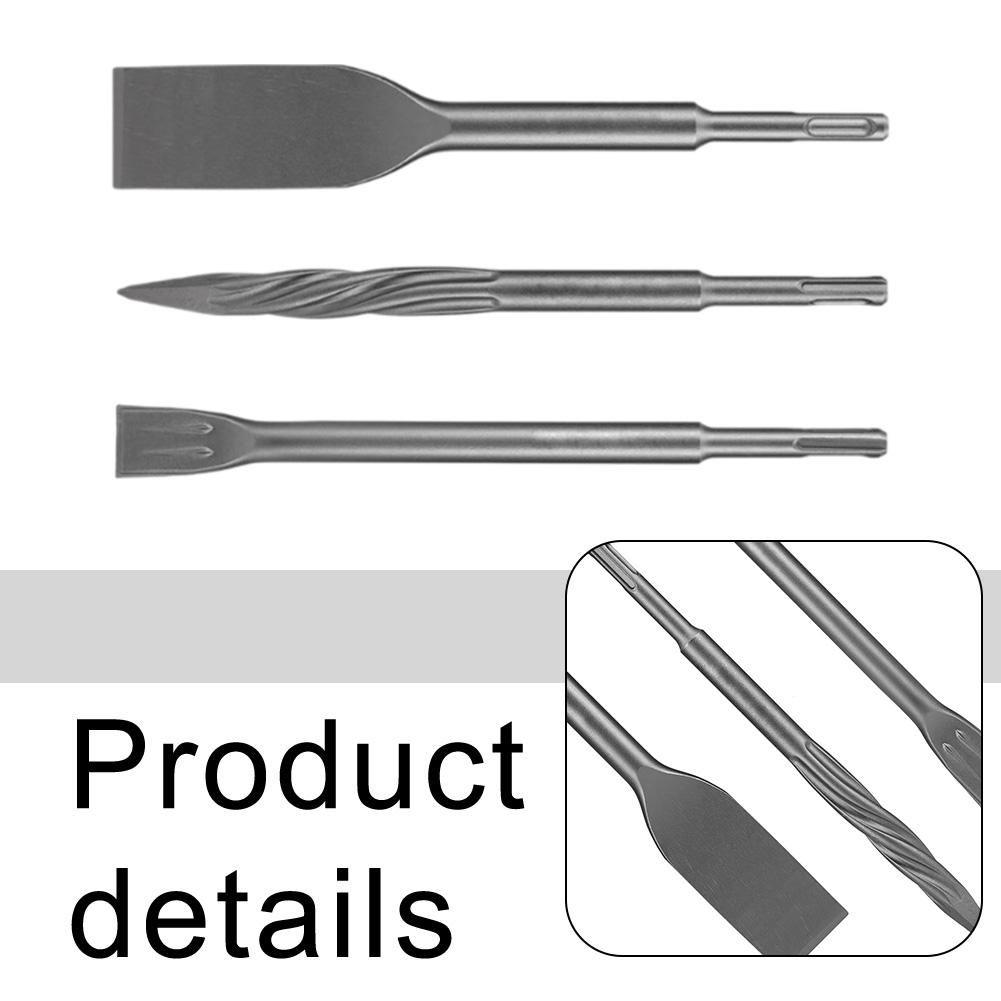 Set di 3 scalpelli per martello elettrico Scalpello a punta autoaffilante per impieghi gravosi Scalpello piatto Per piastrelle Calcestruzzo Pietra Martello perforatore rotante