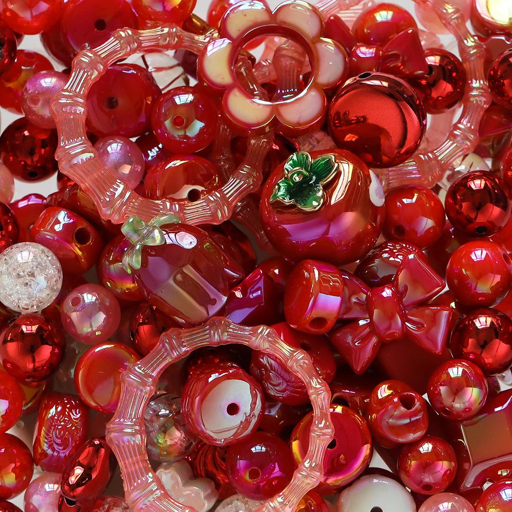 

Популярные акриловые УФ-покрытые смешанные многофункциональные бусины для самостоятельного изготовления браслетов 20g (about 12~ 50mm) красный