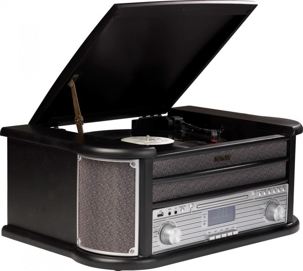 Gramofon Denver MRD-51 Retro, CD, USB, Kassette, Radio FM und DAB, schwarz, Denver