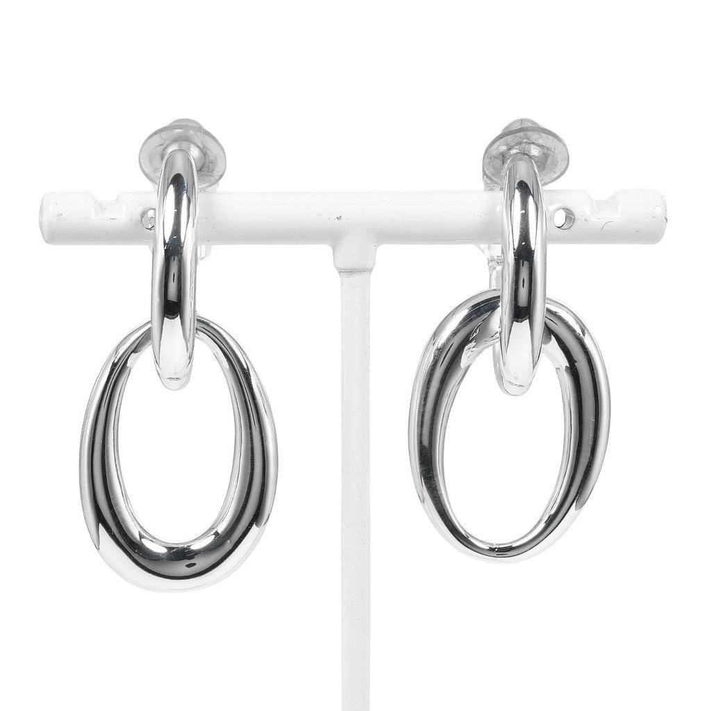 CHANEL Double hoop Earring Silver925 27.2g Women Used