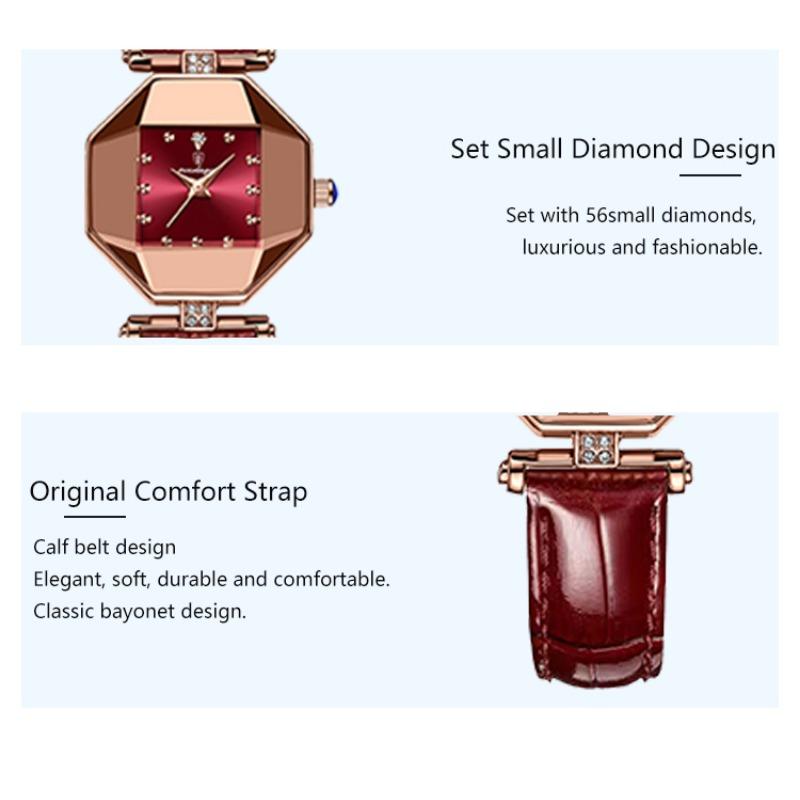 POEDAGAR Luxury Quartz Watch Elegant Fashion Red Dial Waterproof Ladies Leather Watches Women High Quality