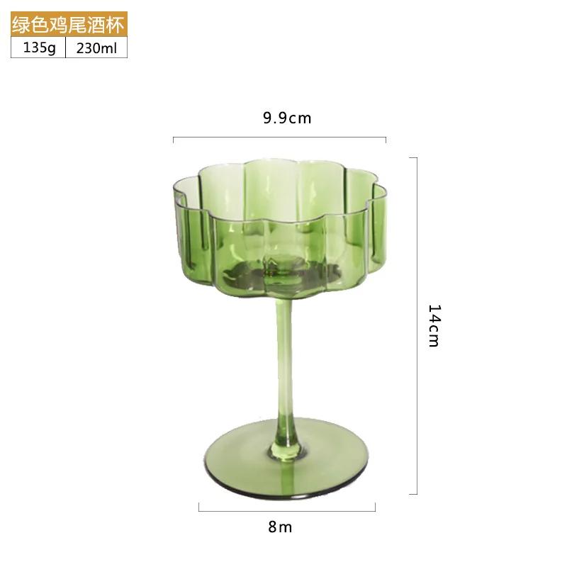 Multicol Crystal Glass Cocktail Goblet Transparent Champagne Cup Creative Light Luxury Retro Petal Wine Glasse Colorful Wine Cup