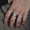 Thai silver black lotus heart sutra opening ring for men and women Silver vintage lotus novel wide silver ring ring