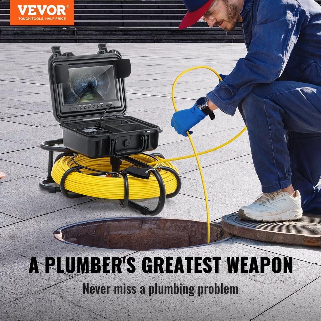 Sewer Camera Pipe Inspection Camera 9-inch 720p Screen Pipe Camera 300 ft