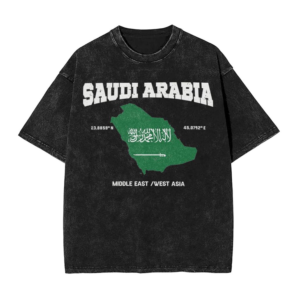 Harajuku Gewaschenes Hemd Saudi-Arabien September Accessoires Neuheit T-Shirt Oversize Nationalfeiertag Streetwear Sommer T-Shirt