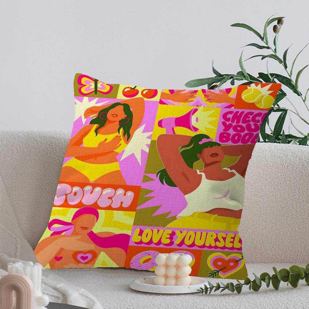 Feminist Fashion Art Pink Girl Cushion Cover Decorative Pillow Sofa Home Decor case pillow cases