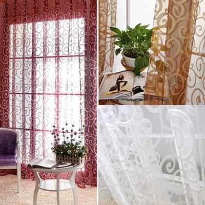 Romantico floreale vite voile tulle tenda per porta finestra pannello drappo mantovane velate
