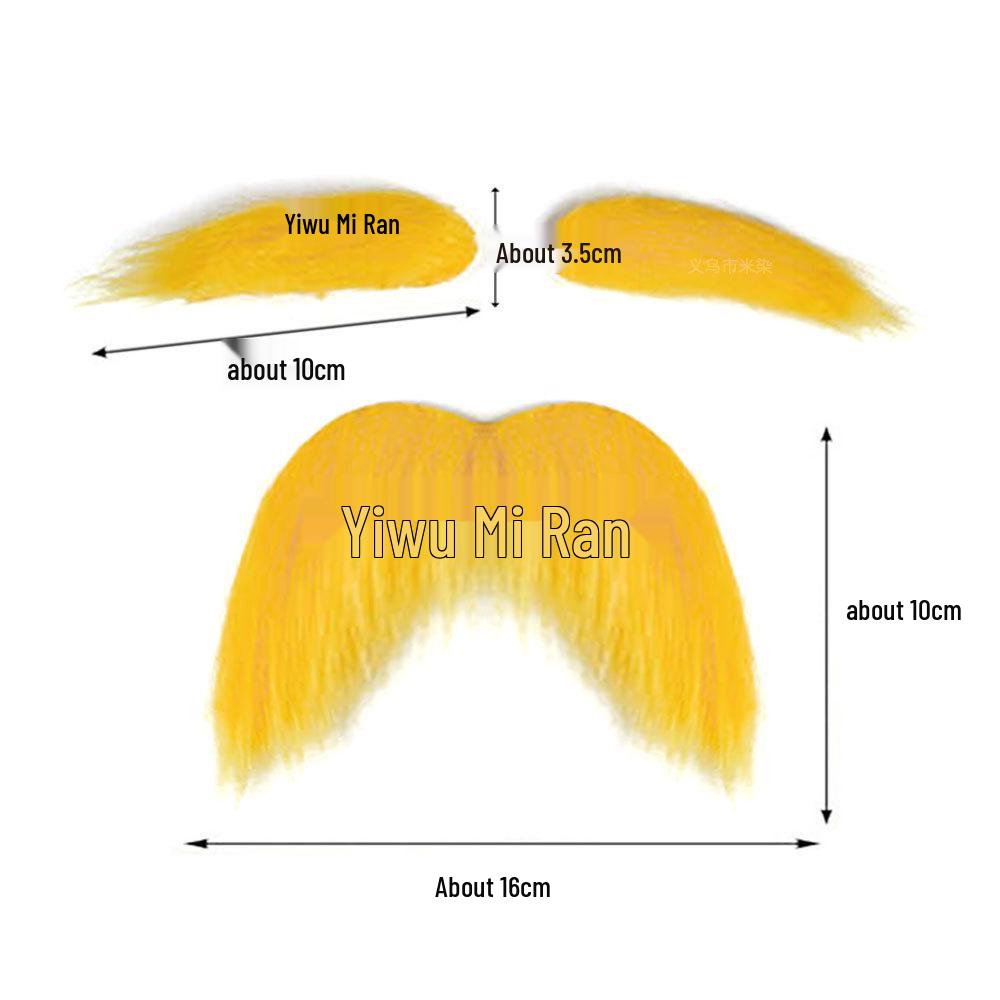 Yellow Old Man Beard and Mustache Party Costume Set