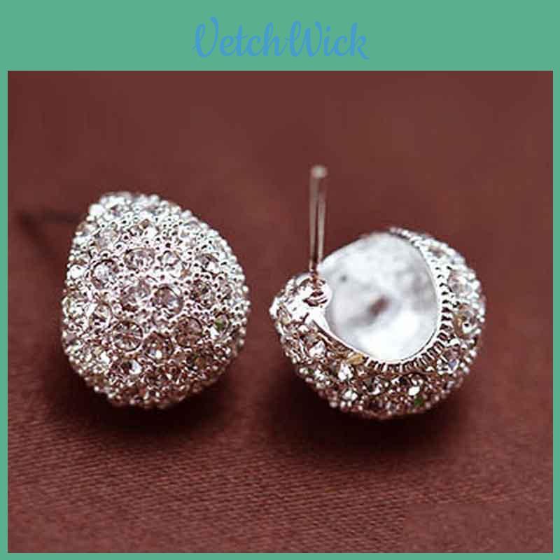 Fashion Women's Elegant Korean Style Crescent Moon Rhinestone Stud Earrings
