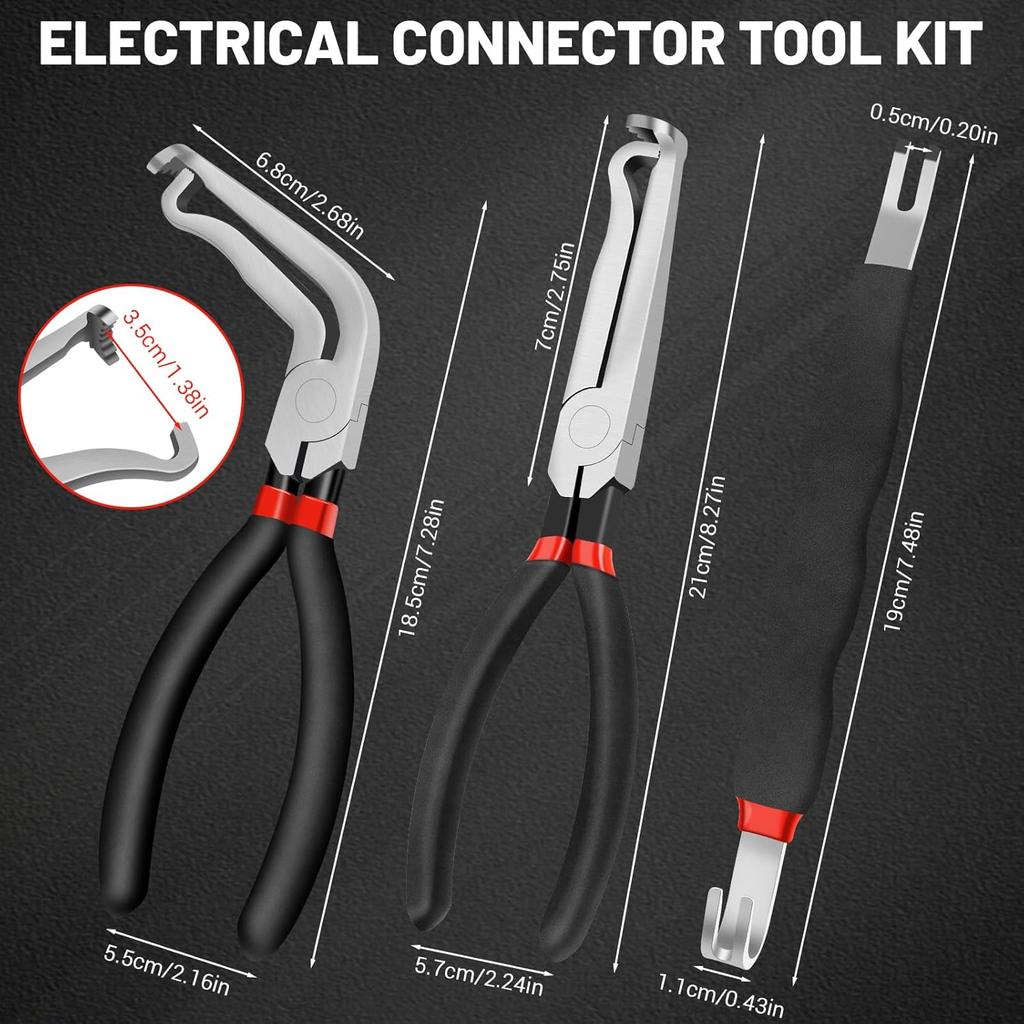 3Pcs Electrical Disconnect Pliers Set, Automotive Electrical Connector Separator With Straight & 60 Degree, Electrical Disconnect Pliers For Cars,