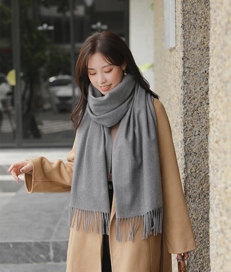 White Cashmere Scarf: Thickened, Solid Color, Versatile for Women & Men, Perfect for Autumn & Winter