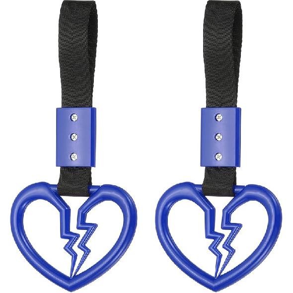 PATIKIL 2Pcs Broken Heart Shaped Car Handle Straps, Car Hanging Accessories Bumper Warning Ring Drift Charm For Auto Decor Interior Exterior