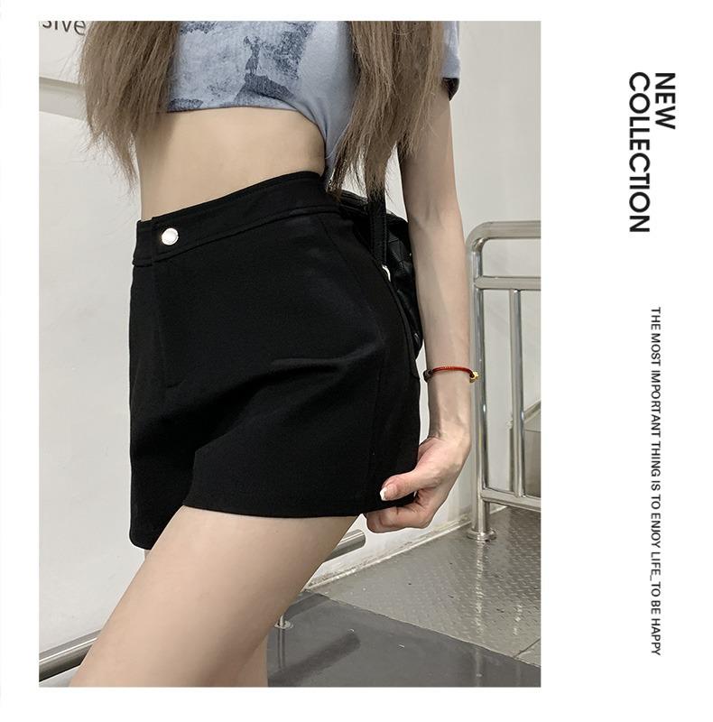 Women's Plus Size Black High Waist Summer Shorts