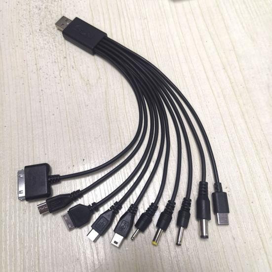 10-in-1 Multi-Device Charging Cable 23cm PVC Tangle-Free Cord Universal High Toughness Data Cable for Most Phone