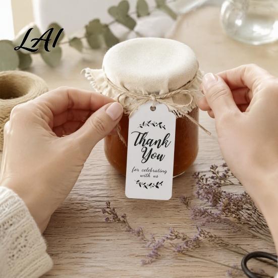 Decorative Hang Tags for Handmade Gifts You with Thank 100Pcs Paper String Rectangular Gift Tags Pre-Punched Versatile Labels Party Supplies