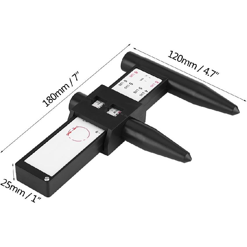 

Wheel Pattern Measuring Tool PCD Gauge Ruler for 4 5 6 8 Lug Wheels Sliding Measurement Tool with Inch and Scale, Wheel Stud and Hub Pattern Checker