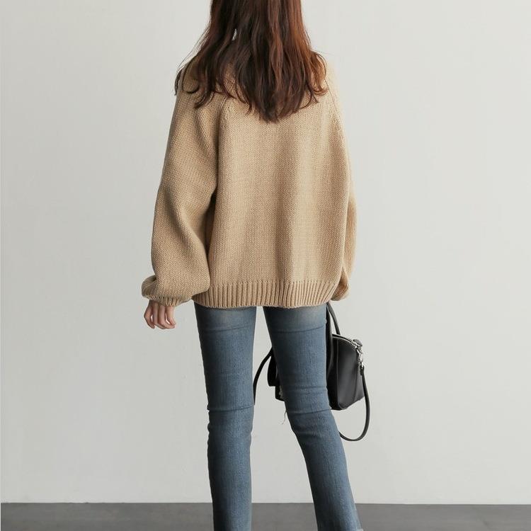 Autumn and Winter Knitted Cardigan Women's Solid Color Loose Long-sleeved Sweater Coat Casual Korean-style Short Knitted Coat