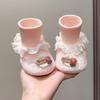 Baby Lace Trim Soft Sole Shoes: Warm, Anti-Drop Foot Covers for Girls (0-1 Year) - Spring, Autumn, Winter