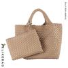 New 2022 Large Capacity PU Woven Tote Bag - Trendy Cross-Border Business & Casual Mother-Child Handbag