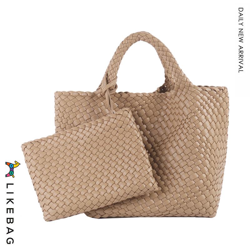 New 2022 Large Capacity PU Woven Tote Bag - Trendy Cross-Border Business & Casual Mother-Child Handbag