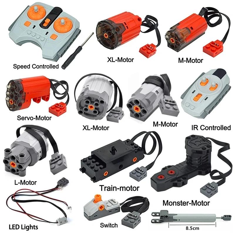 Technical Motor Set Power Functions Parts IR Speed APP Remote Control Battery Box Servo Light Receiver PF Car Building Blocks
