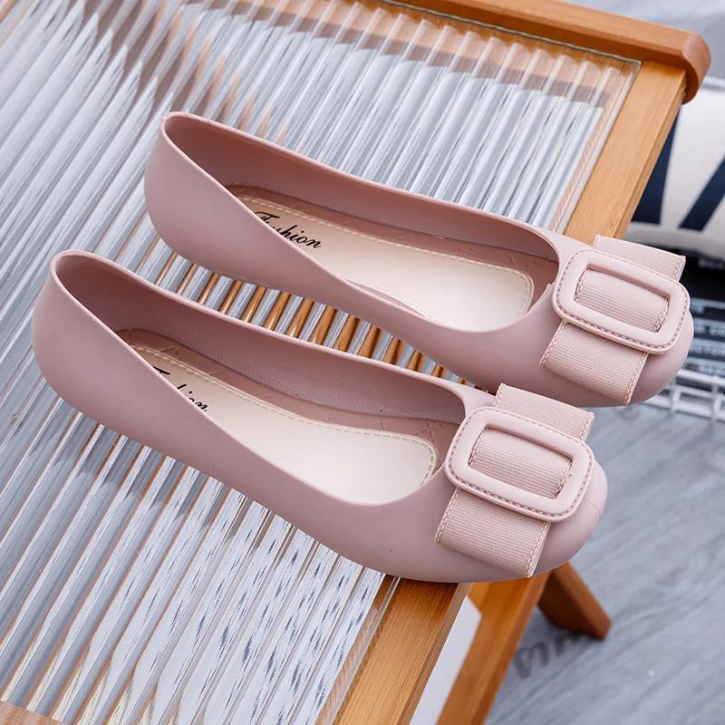 Fashion 2024 New Women's Sandals Solid Color Flat Bottom Fashion Round Head Summer Outerwear Daily Casual Flat Bottom Single Shoe
