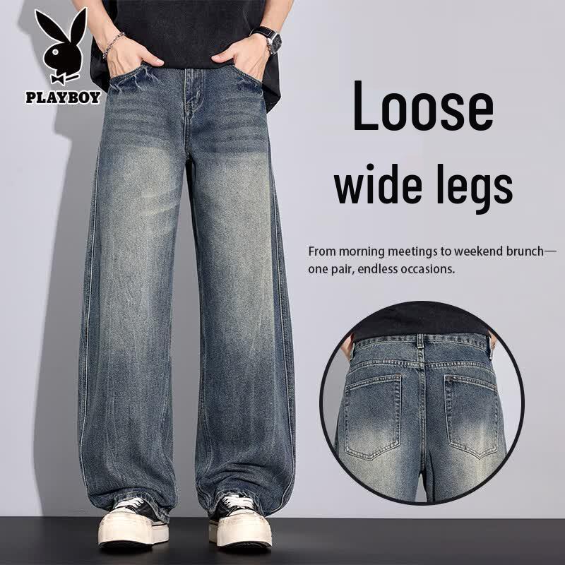 PLAYBOY Men s Loose Straight-Leg Casual Jeans 33
