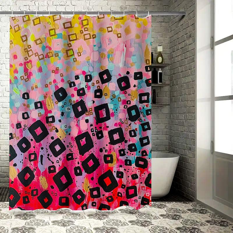 

Colorful Abstract Shower Curtain Modern Bathtub Decor For Bathroom Durable Fabric With Hooks Available In Custom Sizes W60H190(CM)-1 Pcs