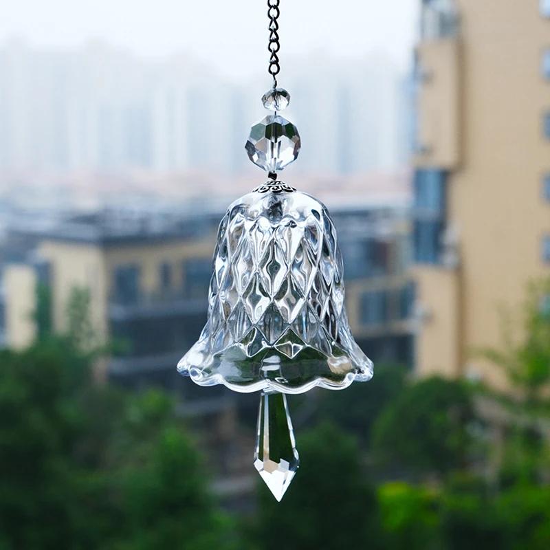 

[PL]Crystal Wind Chimes Hanging Suncatcher Wind Music Bell Glass Prism Rainbow Maker Car Pendant Window Garden Decoration прозорий
