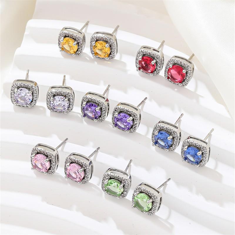 Boucles d'oreilles élégantes en zircon: Carré Diamant Incrusté pour Femme, Mode Coréenne Polyvalente