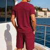 Men's Summer New Short Sleeved Sets Solid Color Casual Versatile Round Collar T Shirts Shorts Suit Man's Clothing Two-Piece Suit