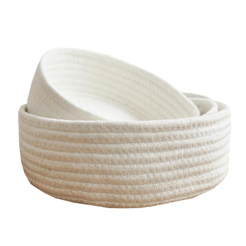 Hand Woven Basket Laundry Basket Storage Office Sundries Handmade Knitting Cotton Hamper