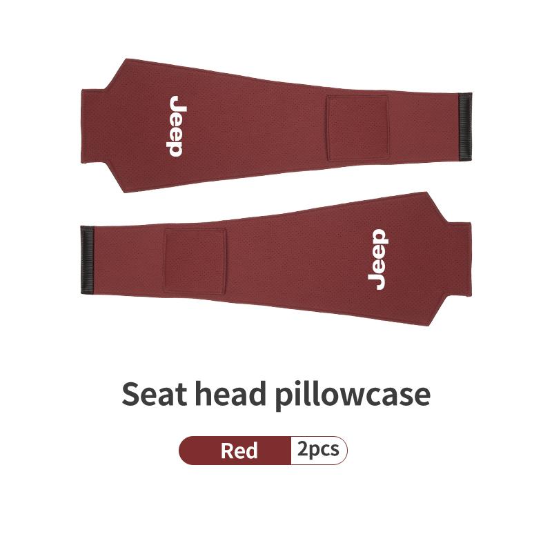 Car Logo Headrest Cover Leather Storage Neck Pillow Case Accessories For Jeep Renegade Compass Grand-Cherokee Wrangler-JK ALW1