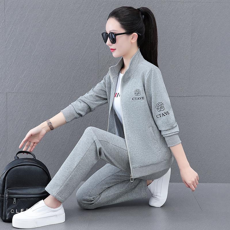 Women's Autumn Spring Cardigan Tracksuit Set - Fashionable, Age-Reducing, Versatile Three-Piece Outfit
