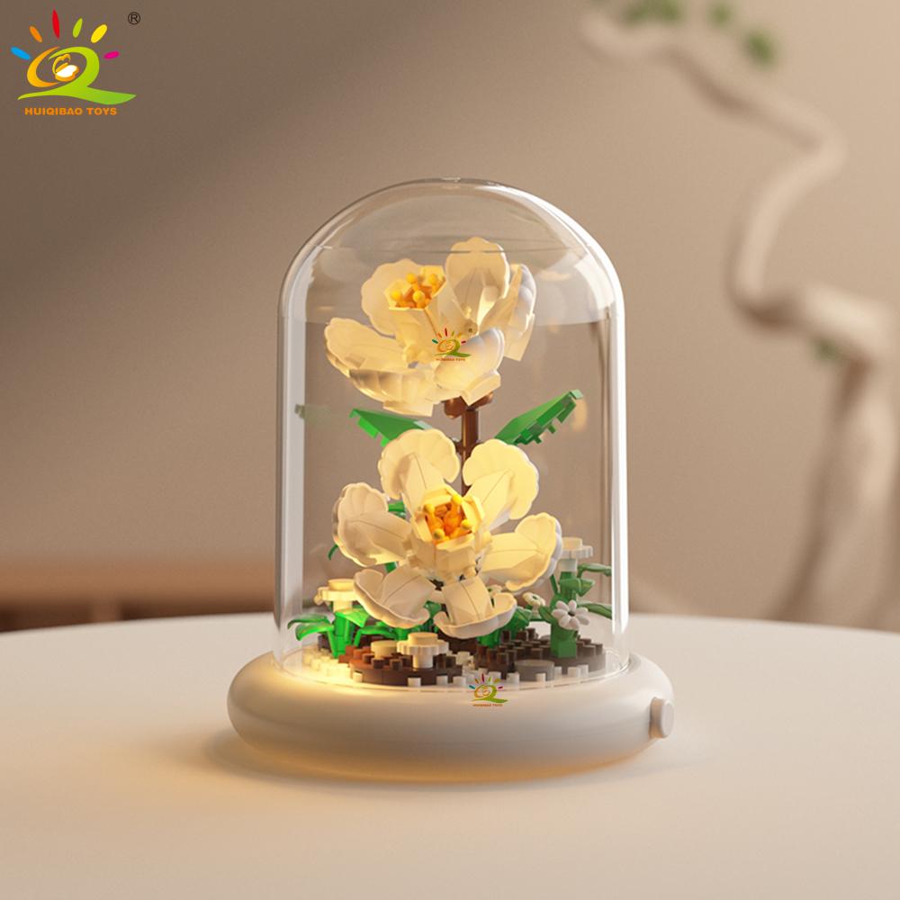 Non-Toxic Moc Eternal Bouquet Display Box Micro Building Block Flower Model Diy Home Desk Plant Decoration Brick Toy For Children