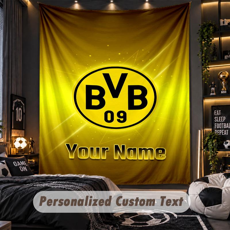 ArazzoBorussia Dortmund Nome Personalizzato Testo Appeso a Parete Personalizzato Arazzo Decorazione Parete Casa