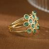 Luxury Multi-row Set Synthetic Green Gemstone Ring Copper Material Women Jewelry Ring For Banquet And Daily