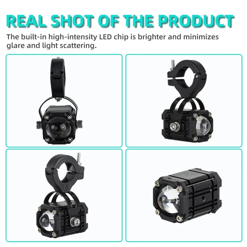 Mini-Motorrad-LED-Scheinwerfer-Spot-Projektorlinse Zweifarbig Hilfs-Außenleuchte für Moto Cafe Racer ATV Lkw Roller