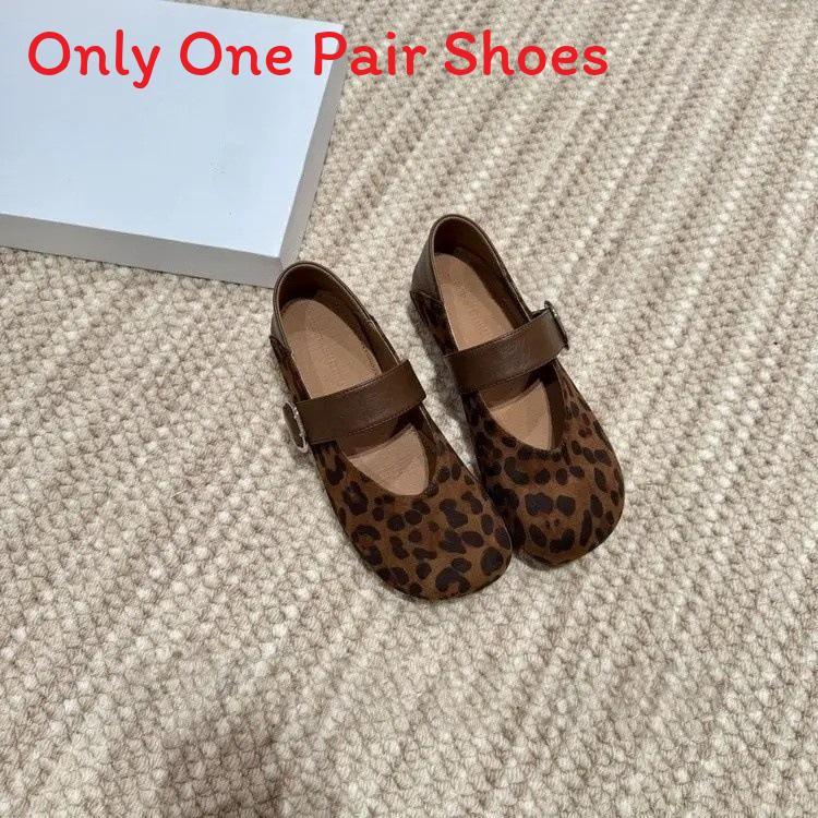 Vintage Leopard Print Mary Jane Shoes For Women With Buckle Closure And Low Heel For Casual Wear