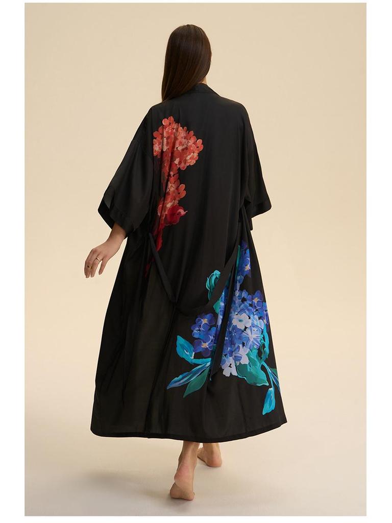 Yaoting Satin Plus Size Women's Long Sleeve Pajamas and Bathrobe Set - Spring/Fall Collection WP5021