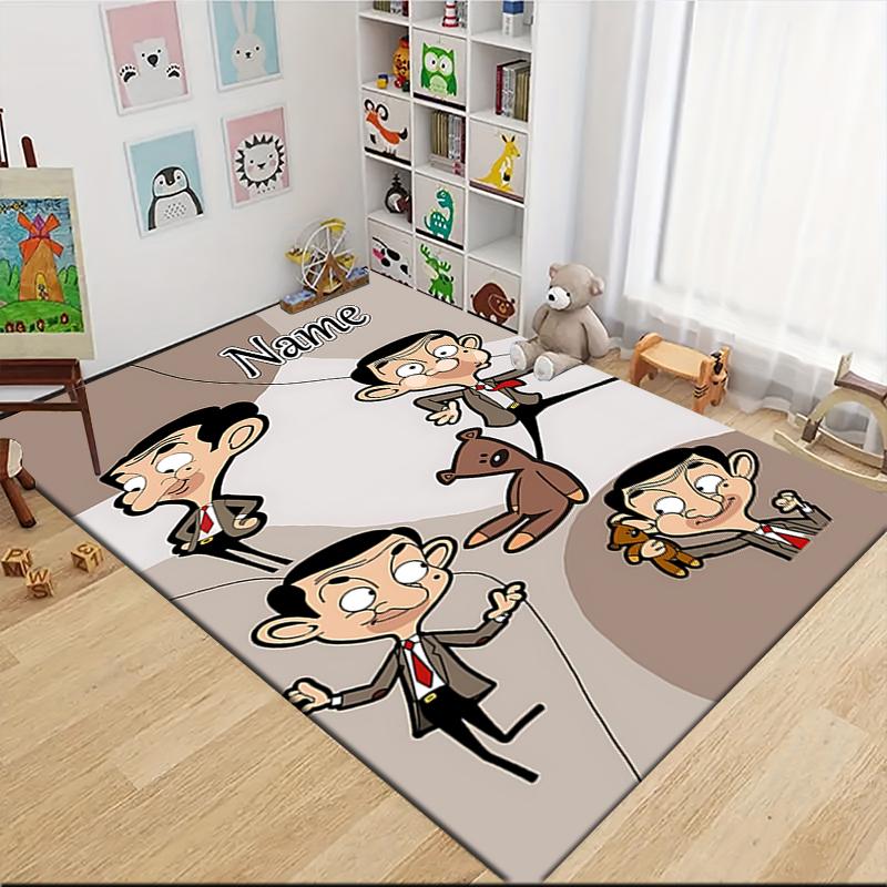 Custom Name Mr. Bean's Adventure Carpet Rug Customizable Soft Washable Anti-Slip Home Living Room Sofa Mats Personalized Rug. 0909292
