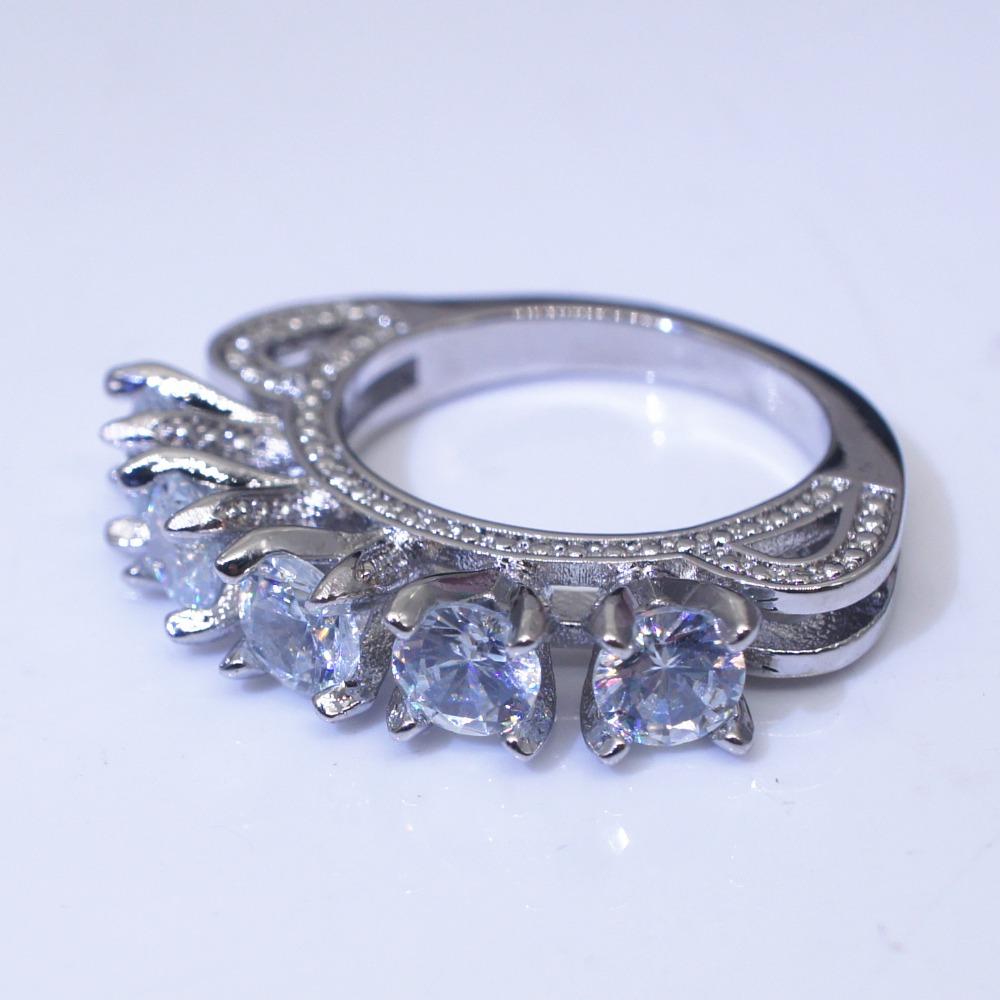 Fashion S925 Silver Plated Engagement Rings for Women Creative Simulated Zircon Wedding Band
