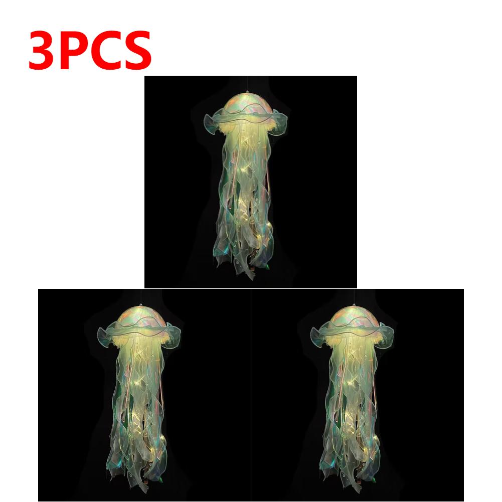 Gradient Jellyfish LED Night Light Handmade Pendant Lamp Colorful Hanging Light for Indoor Outdoor Garden Festival Decoration