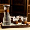 1pc Glass Coffee Cups Japanese Style Tea Cup With Cup Sleeve Wine Glasses Simple Striped Mugs Beer Milk Juice Cold water cup
