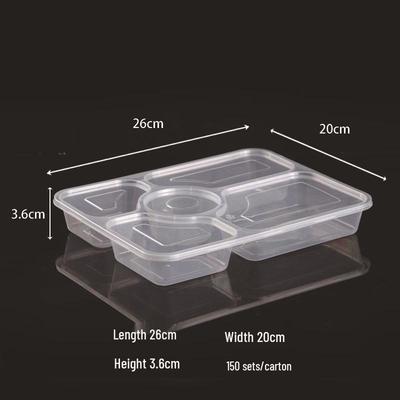 Yinmai Rechteckige Take-Away-Essensboxen mit 5 Fächern (150 Sets)