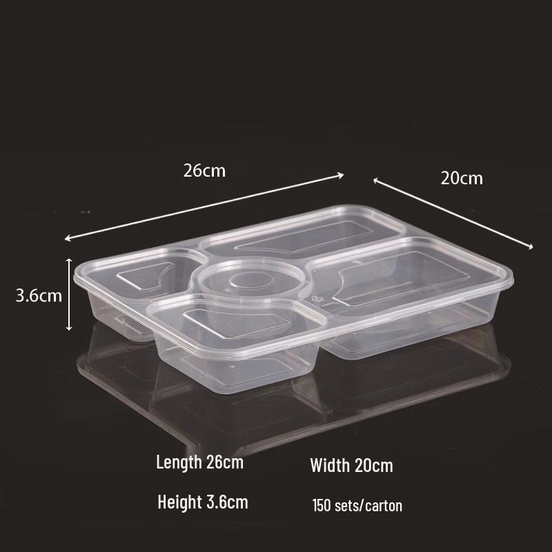 

Yinmai 5-Compartment Rectangular Takeout Meal Boxes (150 Sets)