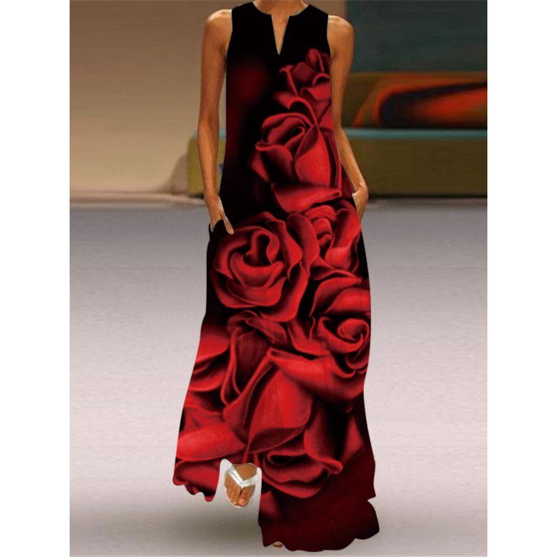 2025 Summer Chiffon Pullover Type A Street A- line Skirt V-neck Dress Fashion Mid Waist Sexy Sleeveless Dress