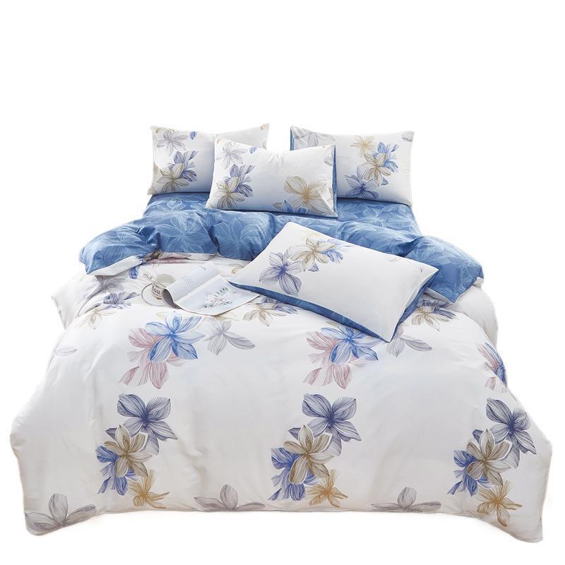 Category A 100% Cotton Double-Sided Bedding Set (4-Piece, Pure Cotton Sheet & Duvet Cover, Dorm Double/Single 3-Piece Set)